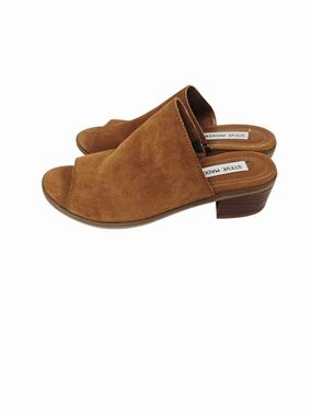 Steve Madden Richelle Tan Suede Open-Toe Slide Mules - Size